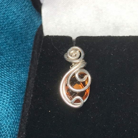 Citrine Earrings- Sterling Silver Citrine Earrings- Citrine Wire Wrapped Posts - Picture 2 of 5